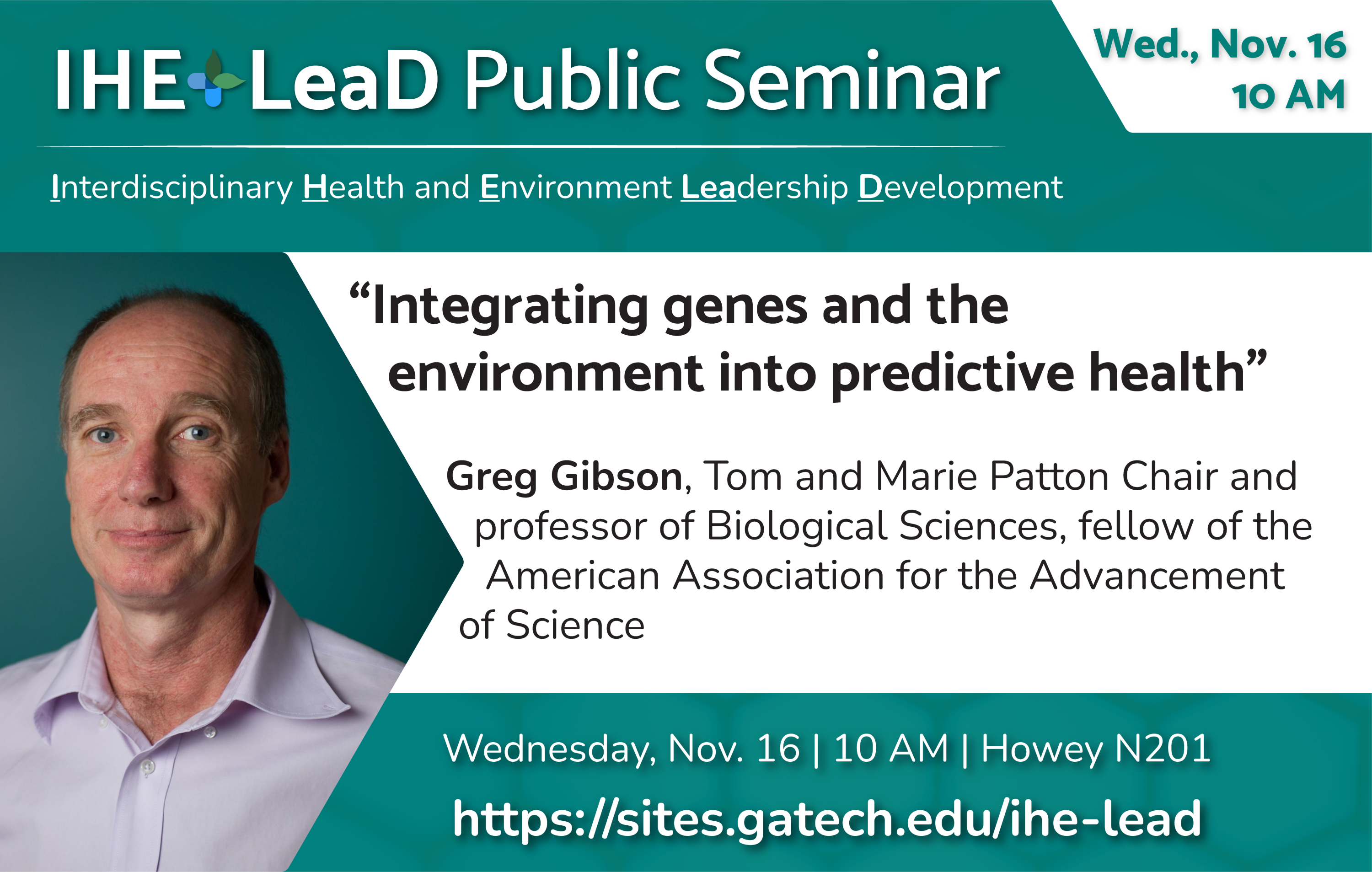 IHE-LeaD Public Seminar: Greg Gibson