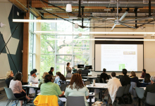Georgia Tech researchers give presentations on their Undergraduate Sustainability Education Innovation Grants during a recent "Jamboree" in the Kendeda Building. (Photo Jess Hunt-Ralston) Georgia Tech researchers give presentations on their Undergraduate Sustainability Education Innovation Grants during a recent "Jamboree" in the Kendeda Building. (Photo Jess Hunt-Ralston)